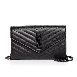 Monogram Quilted woc Leather Chain Wallet Large